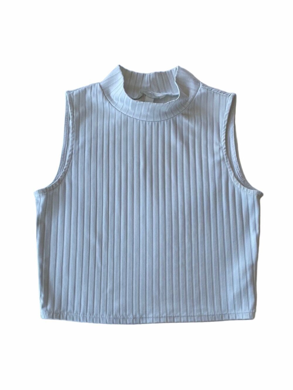 164. H&M White Sleeveless Ribbed Top